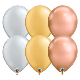 11 inch latexové balóny Zlaté, Strieborné, Staroružové, 100 ks, 28 cm