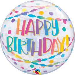 22 inch Birthday Confetti & Streamers narodeninový Bubble balón