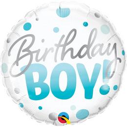 18 inch Birthday Boy Blue Dots narodeninový fóliový balón
