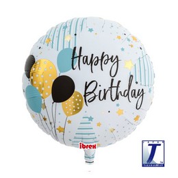 Ibrex 14 inch Happy Birthday Balloons Mini Shape fóliový balón s motívom balónov