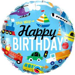 18 inch Birthday Transportation - fóliový narodeninový balón dopravné prostriedky 