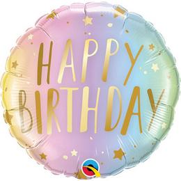 Fóliový narodeninový balón Happy Birthday so zlatými hviezdami - 46 cm