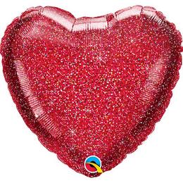 Trblietavý-lesklý  fóliový balón v tvare červeného srdca, 46 cm