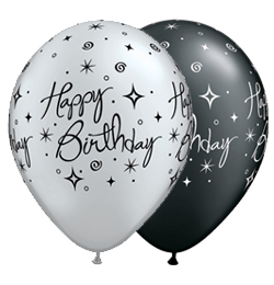11 inch Elegant Sparkles and Swirls narodeninový balón (25 ks/bal)