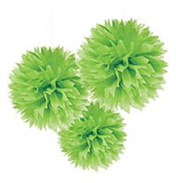 Závesná dekorácia zelené papierové kvety - 41 cm, 3 ks/bal