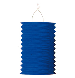 Modrý lampión v tvare valca - 24 cm