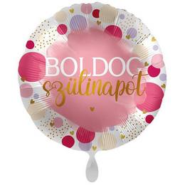 17 inch Boldog Szülinapot ružový bodkovaný fóliový balón 