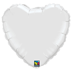 18 inch White - biely fóliový balón srdce