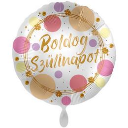 17 inch zlato-ružovo bodkovaný fóliový narodeninový balón