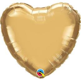 Zlatý (Chrome)  fóliový  balón v tvare srdca, 46 cm