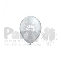 11 inch 25-A-Round Metallic Silver strieborné metalické latexové balóny 6ks