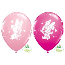 11 inch balón Baby Minnie Hearts Pink & Berry (25 ks/bal)