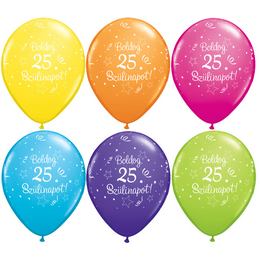 11 inch Shi. St. Ast. narodeninový balón s maďarským nápisom Boldog 25. Szülinapot  /25 ks/bal./