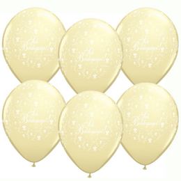 11 inch Ivory Silk svadobné balóny s kvetinkovým vzorom a s maďarským nápisom Sok Boldogságot (25 ks/balenie)