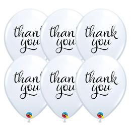 11 inch latexové balóny biele s nápisom Thank You , 6 ks, 28 cm