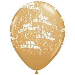 11 inch Metallic Gold - zlatý balón s maďarským nápisom Boldog Születésnapot, (25 ks/balenie)