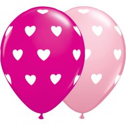 11 inch Pink and Berry Big Hearts latexové balóny (6 ks/balík)