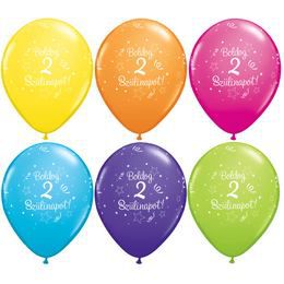 11 inch Shi. St. Tr. Assort. balón s maďarským nápisom Boldog 2. Szülinapot (6 ks/balenie)