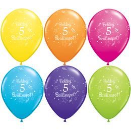 11 inch Shi. St. Tr. Assort. balón s maďarským nápisom Boldog 5. Szülinapot (6 ks/balenie)