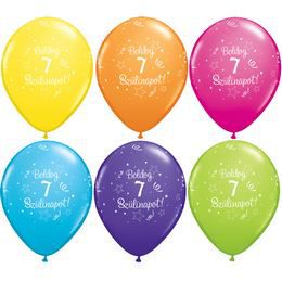 11 inch Shi. St. Tr. Assort. balón s maďarským nápisom Boldog 7. Szülinapot (25 ks/balenie)