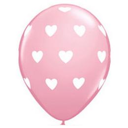 Balón - Big Hearts, ružový, 28 cm, 6 ks