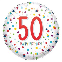 18 inch Confetti Birthday fóliový balón na 50 narodeniny