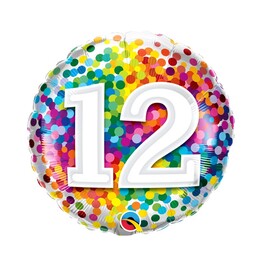 18 inch-Rainbow Confetti narodeninový balón číslo 12