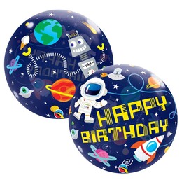 22 inch Bubble balón Vesmír Happy Birthday, 56 cm