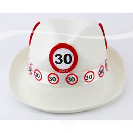 Narodeninový klobúk - s číslom 30, so vzorom obmedzovača rýchlosti