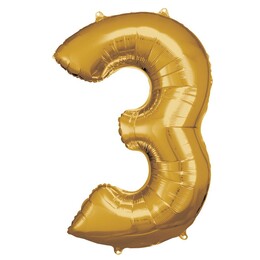 33 inch Super Shape Fóliový balón zlaté číslo 3 - 83cm