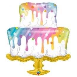 39 inch fóliový balón Torta - Rainbow Drip Cake 99 cm