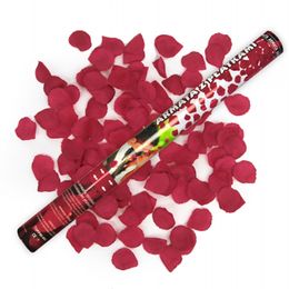 60 cm, vystreľovacie konfety - červené lupienky ruží