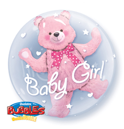 24 inch Baby Pink Bear Double Bubble balón pre bábätká