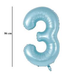 Baby modrý fóliový balón číslo 3, 86 cm 