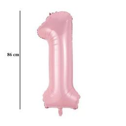 Baby ružový fóliový balón číslo 1, 86 cm 