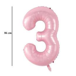 Baby ružový fóliový balón číslo 3, 86 cm 