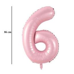 Baby ružový fóliový balón číslo 6, 86 cm 