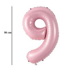 Baby ružový fóliový balón číslo 9, 86 cm 