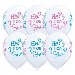 Biele gumené balóny k privítaniu bábätka - Chlapček alebo dievčatko? 25 ks, 28 cm