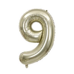 34 inch White Gold  Shape fóliový balón číslo 9