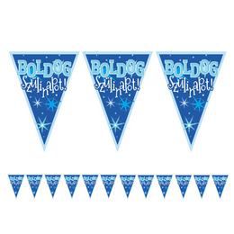 Modrá chlapčenská vlajková girlanda s maďarským nápisom Boldog szülinapot ! - 5 m