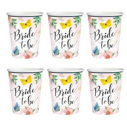 Bride to Be kvetinkové party poháre na dámsku rozlúčku so slobodou - 220 ml, 6 ks