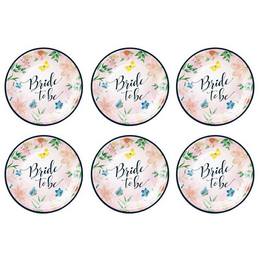 Bride to Be kvetinkové party taniere na dámsku rozlúčku so slobodou - 18 cm, 6 ks