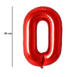 Červený fóliový balón číslo 0, 86 cm