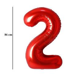 Červený fóliový balón číslo 2, 86 cm
