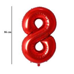 Červený fóliový balón číslo 8, 86 cm