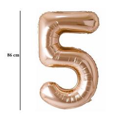 Champagne zlatý fóliový balón číslo 5, 86 cm 