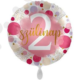 17 inch fóliový dievčenský balón s nápisom 2. Szülinap 
