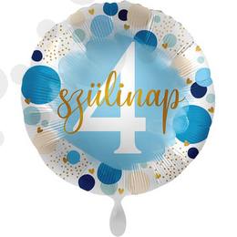 17 inch fóliový chlapčenský balón s nápisom  4. Szülinap 
