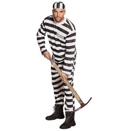 Čierno-biely pásikavý kostým väzeň, veľkosť M/L